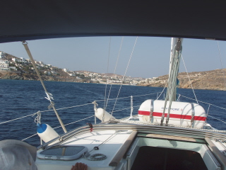 leaving Siros into 30 knots of wind